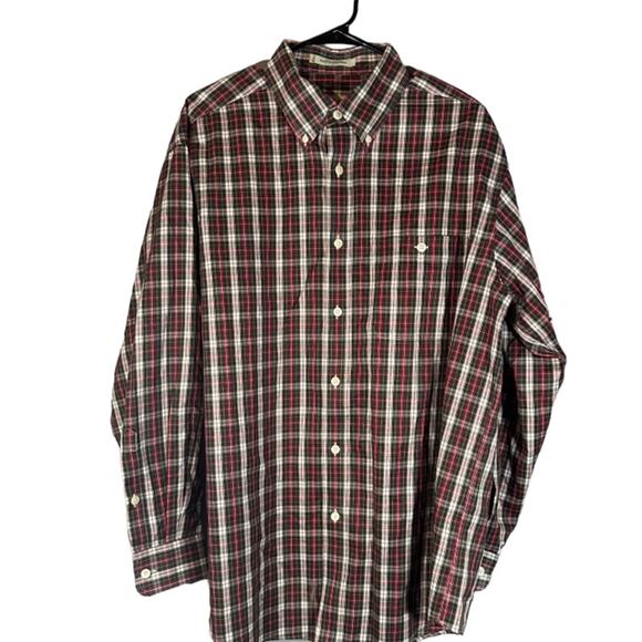 Orvis Brown & Red Plaid Collared Long Sleeve Cotton Button Down Shirt Men Sz L - Picture 1 of 6